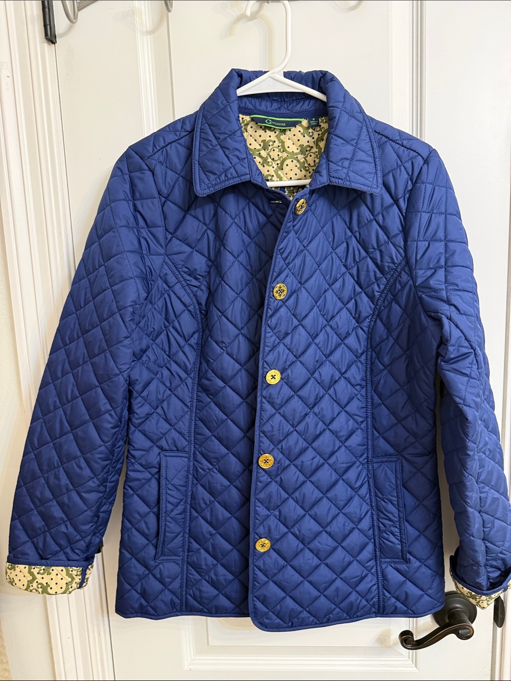 C. Wonder Quilted Blue Button-Front Jacket